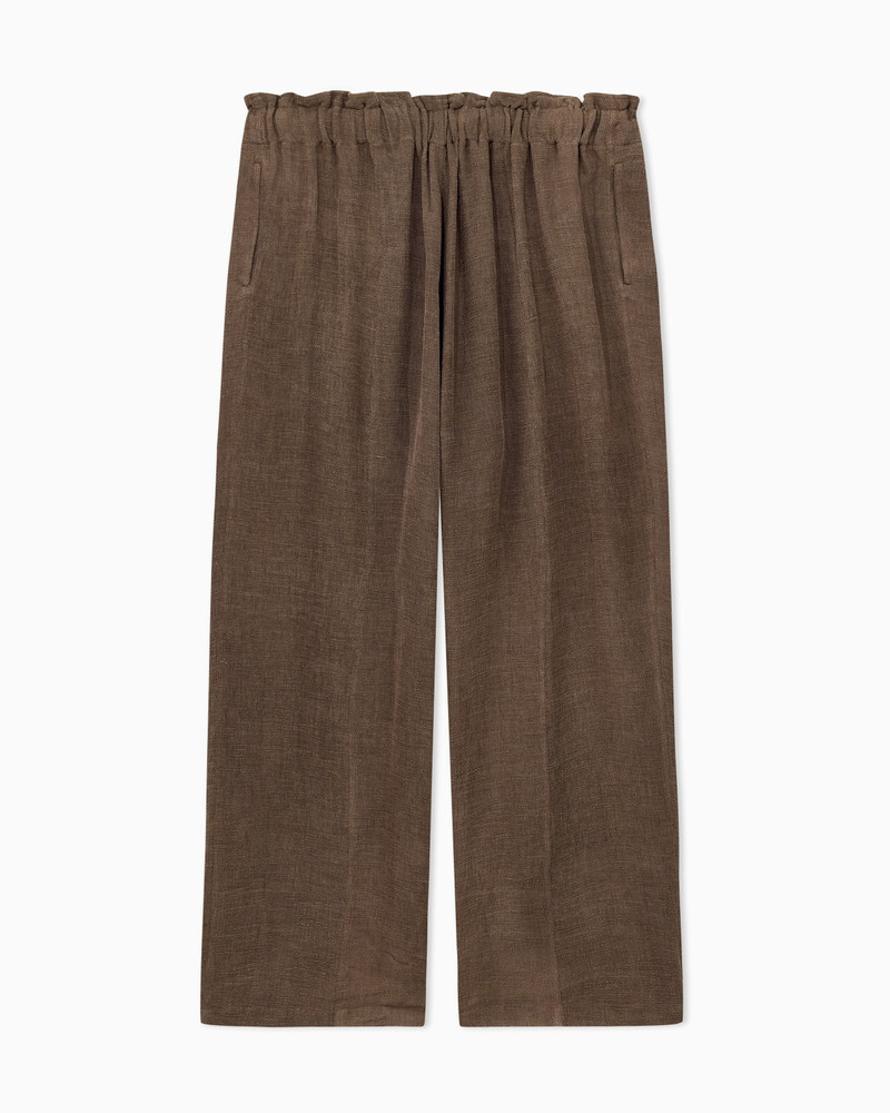 COLD-DYED LINEN-BLEND SLUBBED GAUZE TROUSERS 1