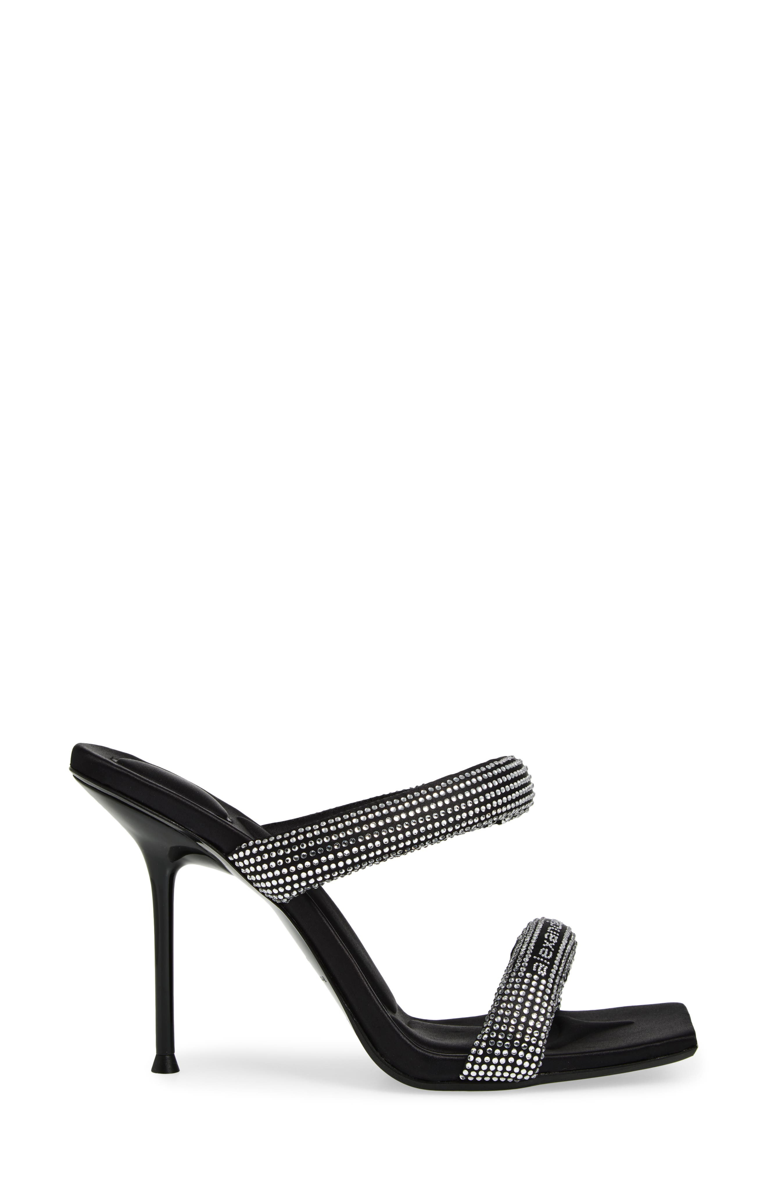 Alexander Wang Julie Tubular Crystal Embellished Slide Sandal in Black/Silver at Nordstrom - 3