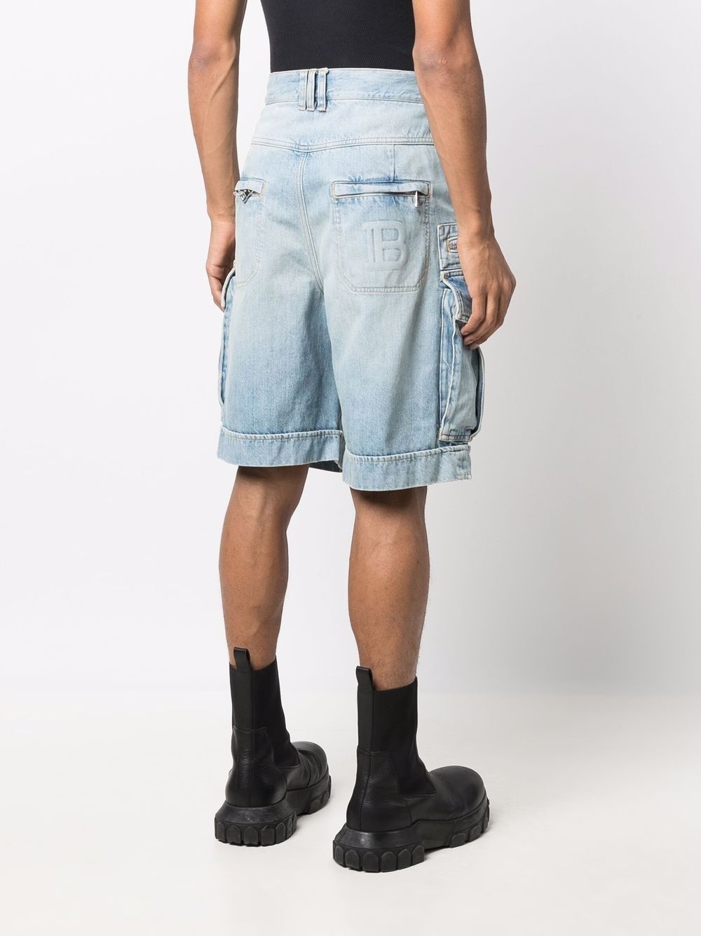 denim cargo shorts - 4