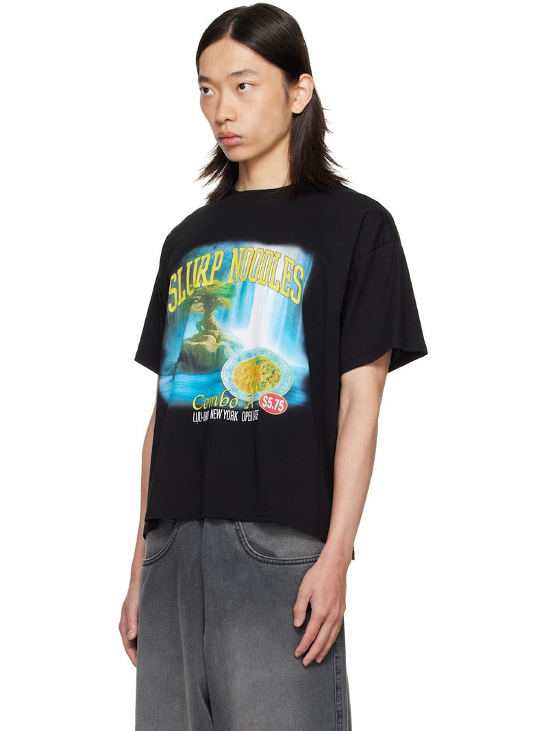 LU'U DAN Black Slurp Noodles Box T-shirt outlook