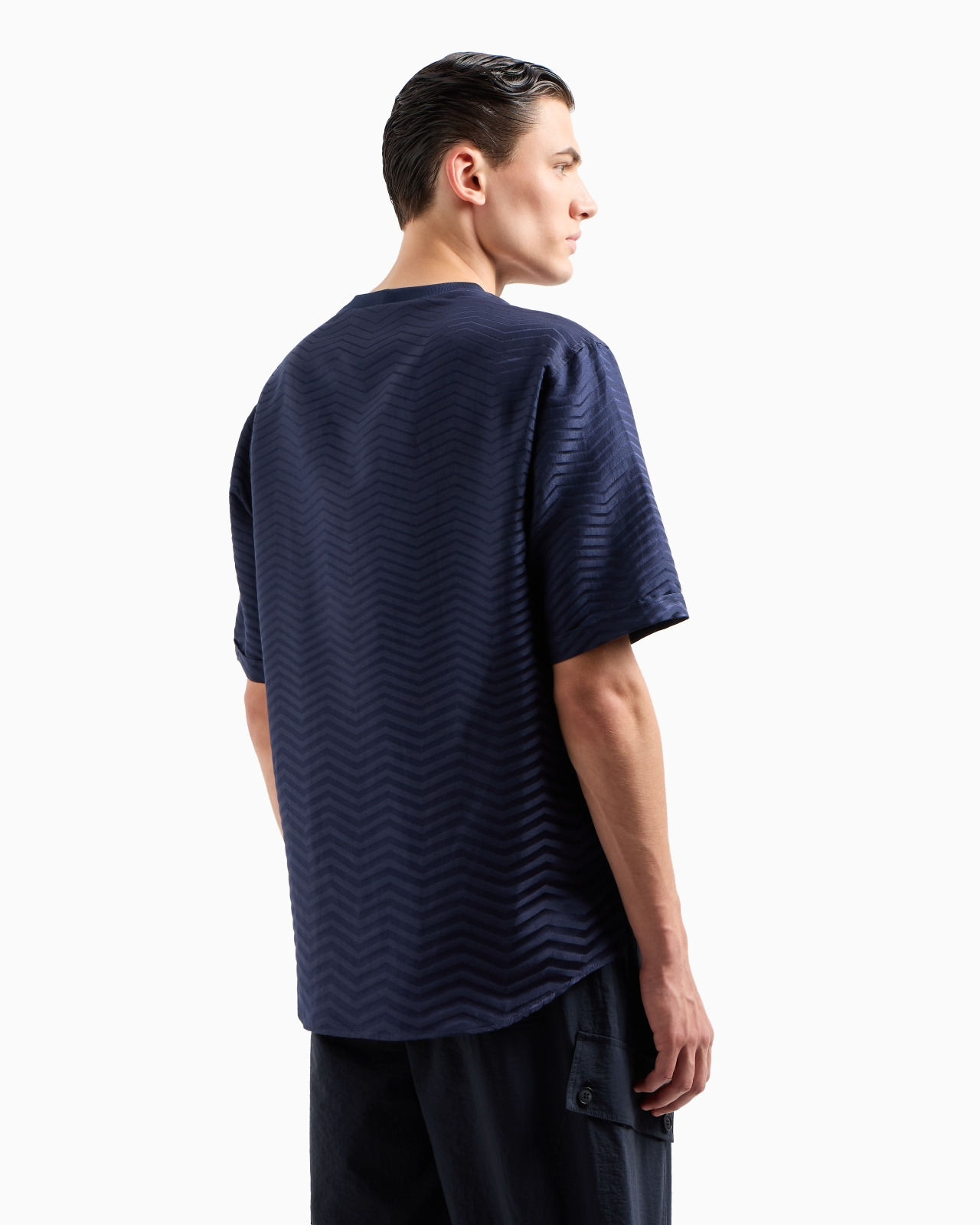 T-SHIRT SHIRT IN GRADIENT CHEVRON JACQUARD SILK AND VISCOSE - 3
