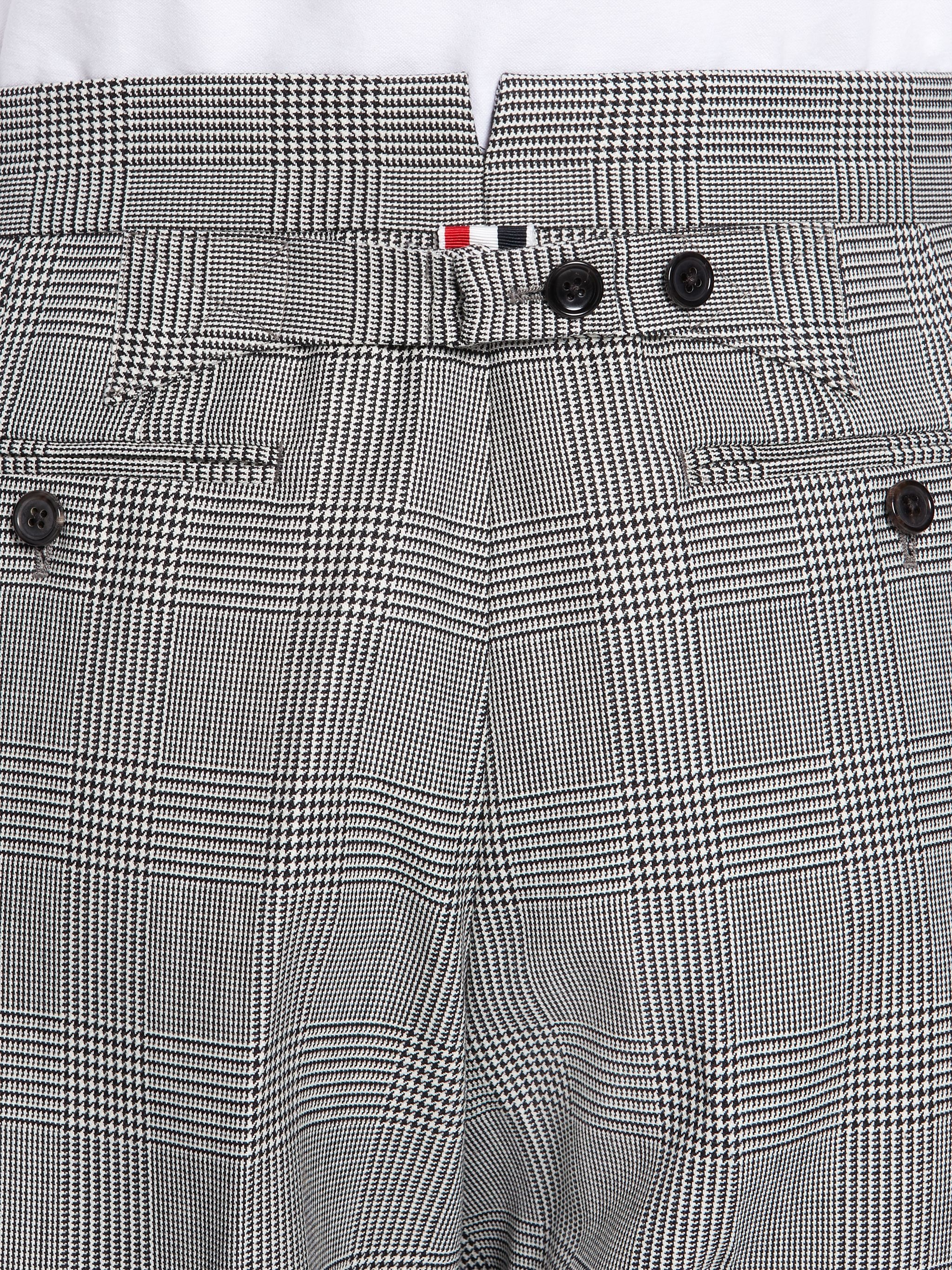 Black And White Heavy Wool Prince Of Wales Classic 4-Bar Shorts - 6