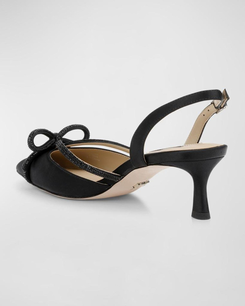 Angelina Silk Shimmer Bow Slingback Pumps 3