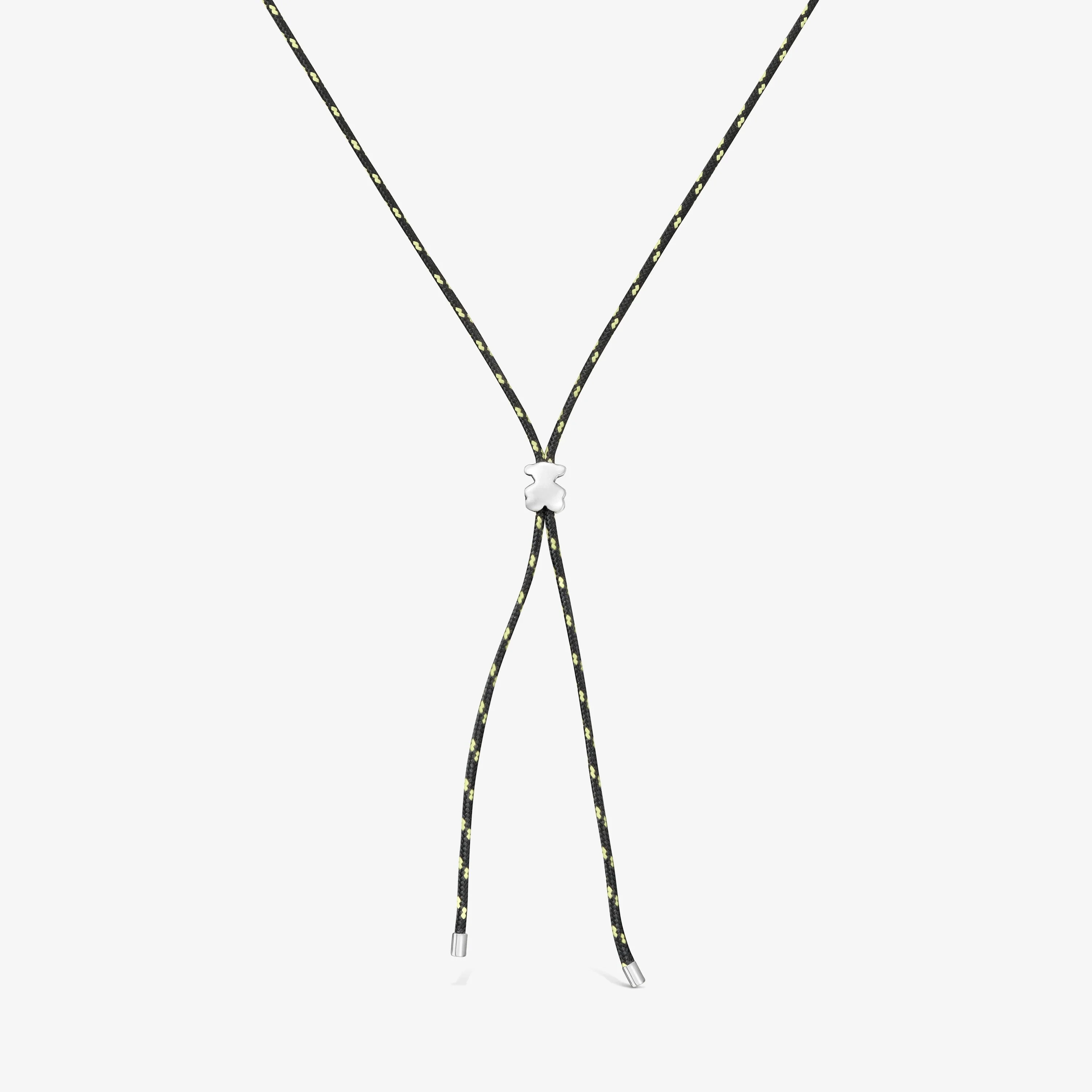 Long silver and black nylon bear Necklace TOUS Bold Motif - 1
