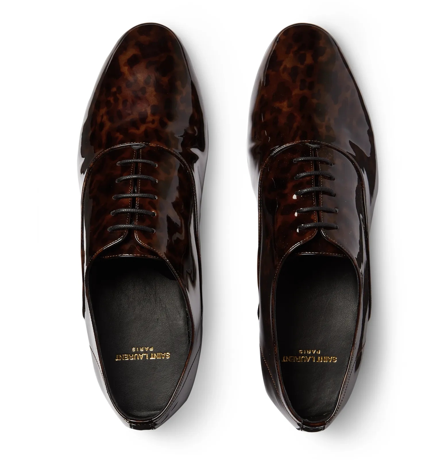 Leon Tortoiseshell-Effect Patent-Leather Derby Shoes - 8