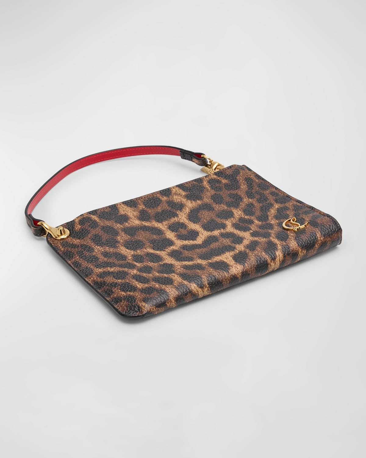 Leopard-Print Leather Pouch Bag - 7