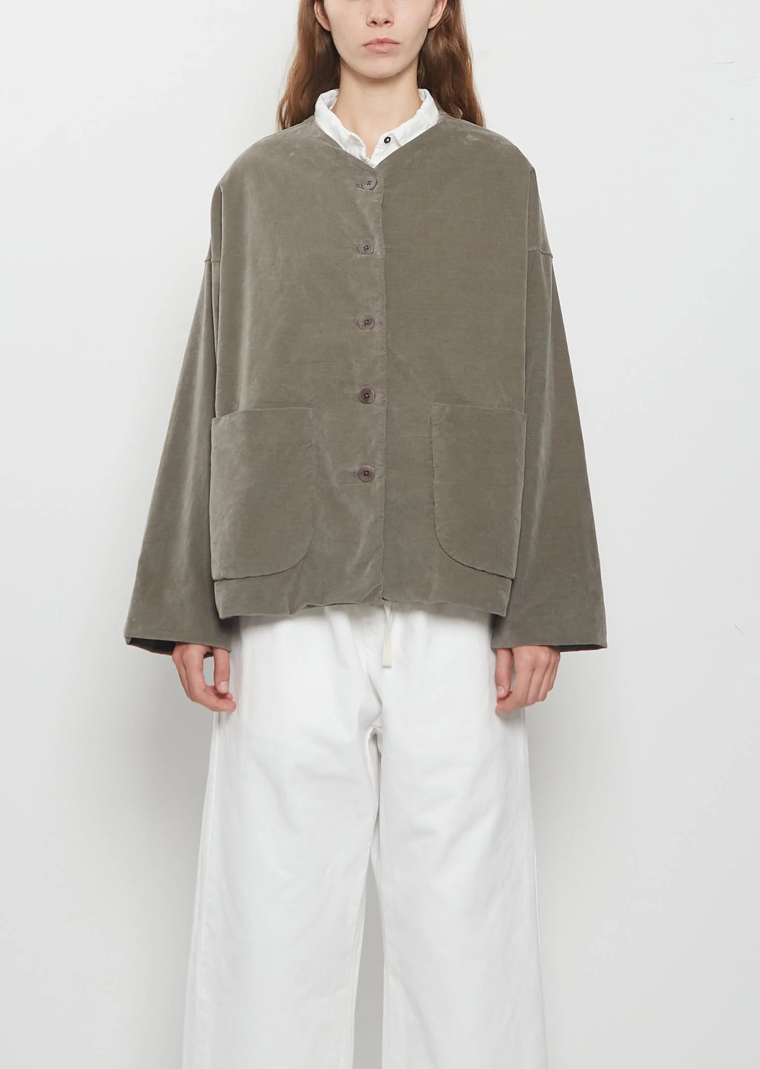 Velvet Loose Blazer — Taupe - 1