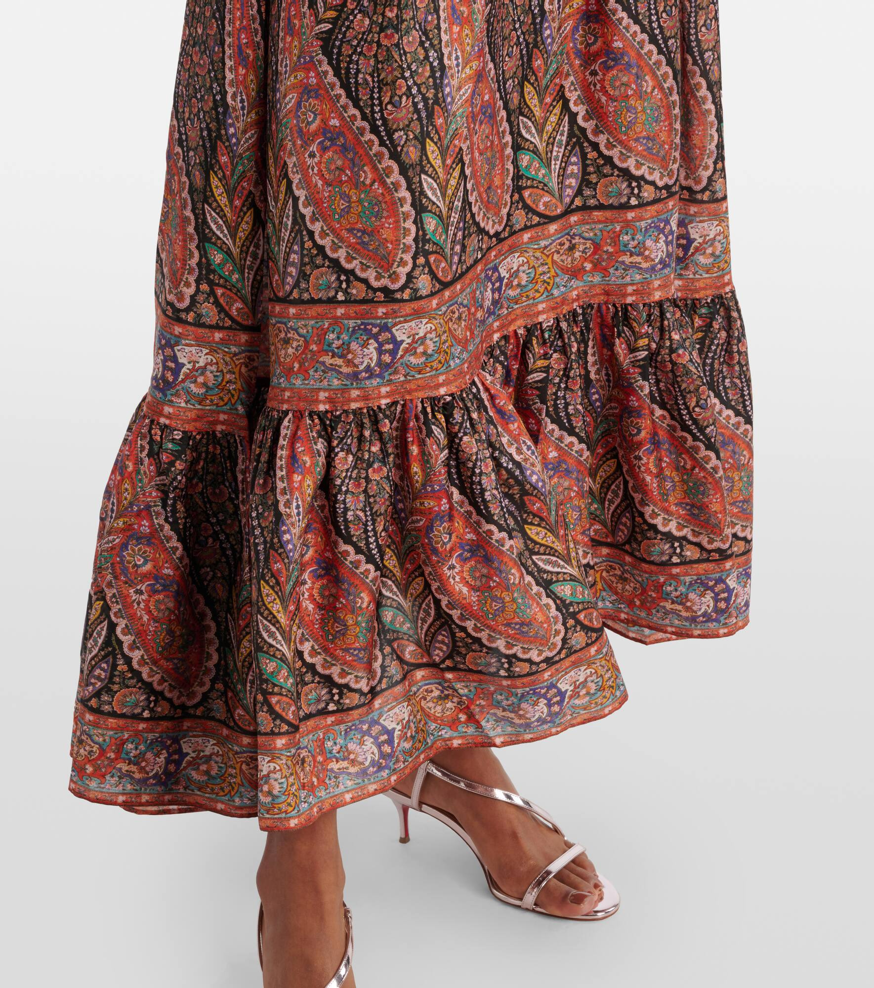 Rhiannon paisley ruffled silk maxi dress - 5