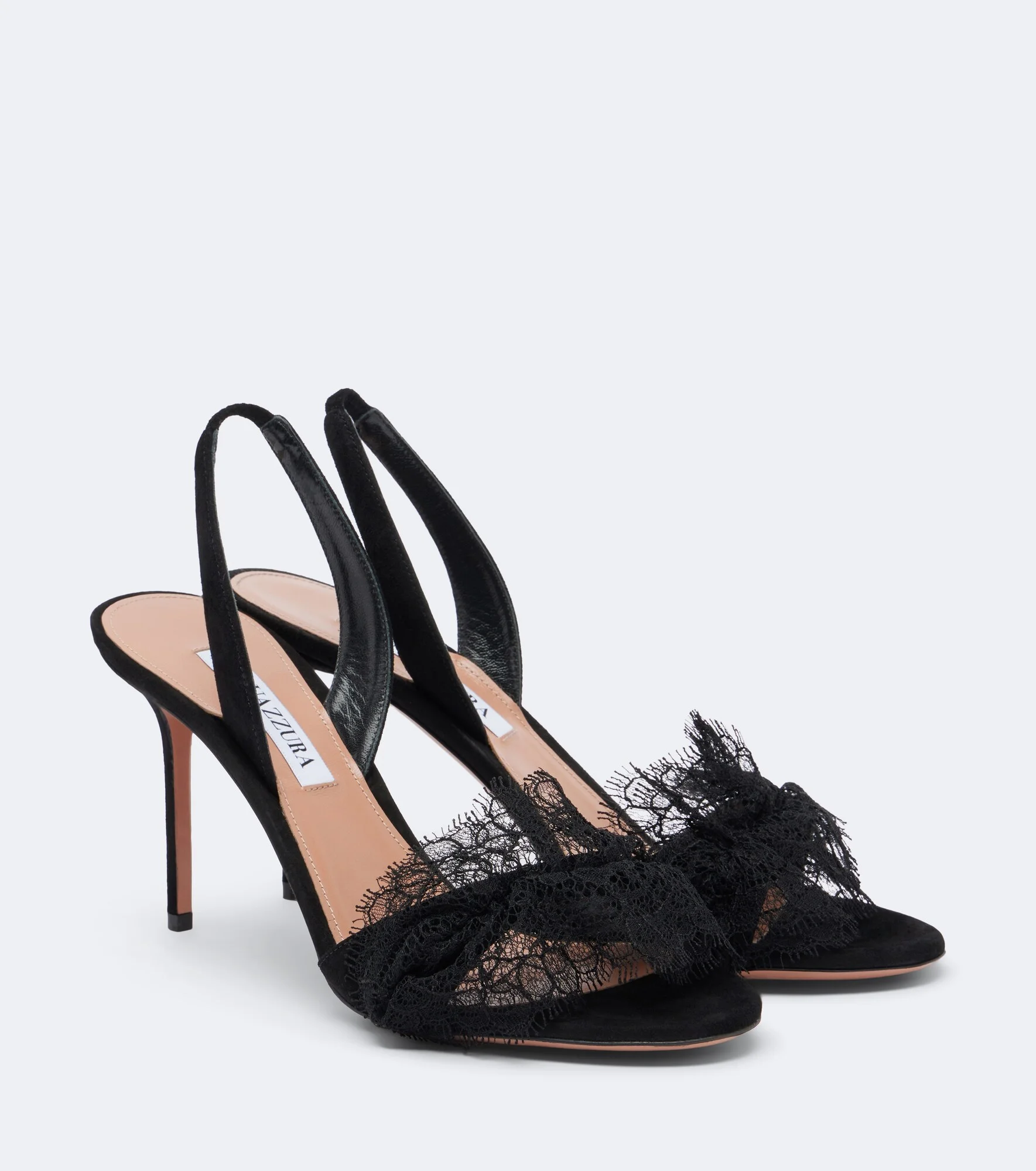 Lover lace-trimmed suede slingback sandals - 1