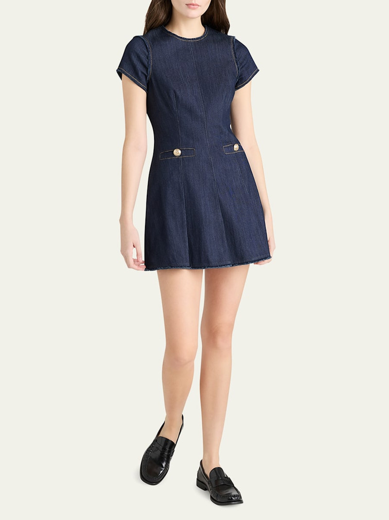 Cinq à Sept Nova Short-Sleeve Denim Mini Dress outlook