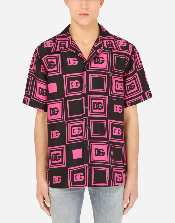 Silk Hawaiian shirt with all-over DG print - 1