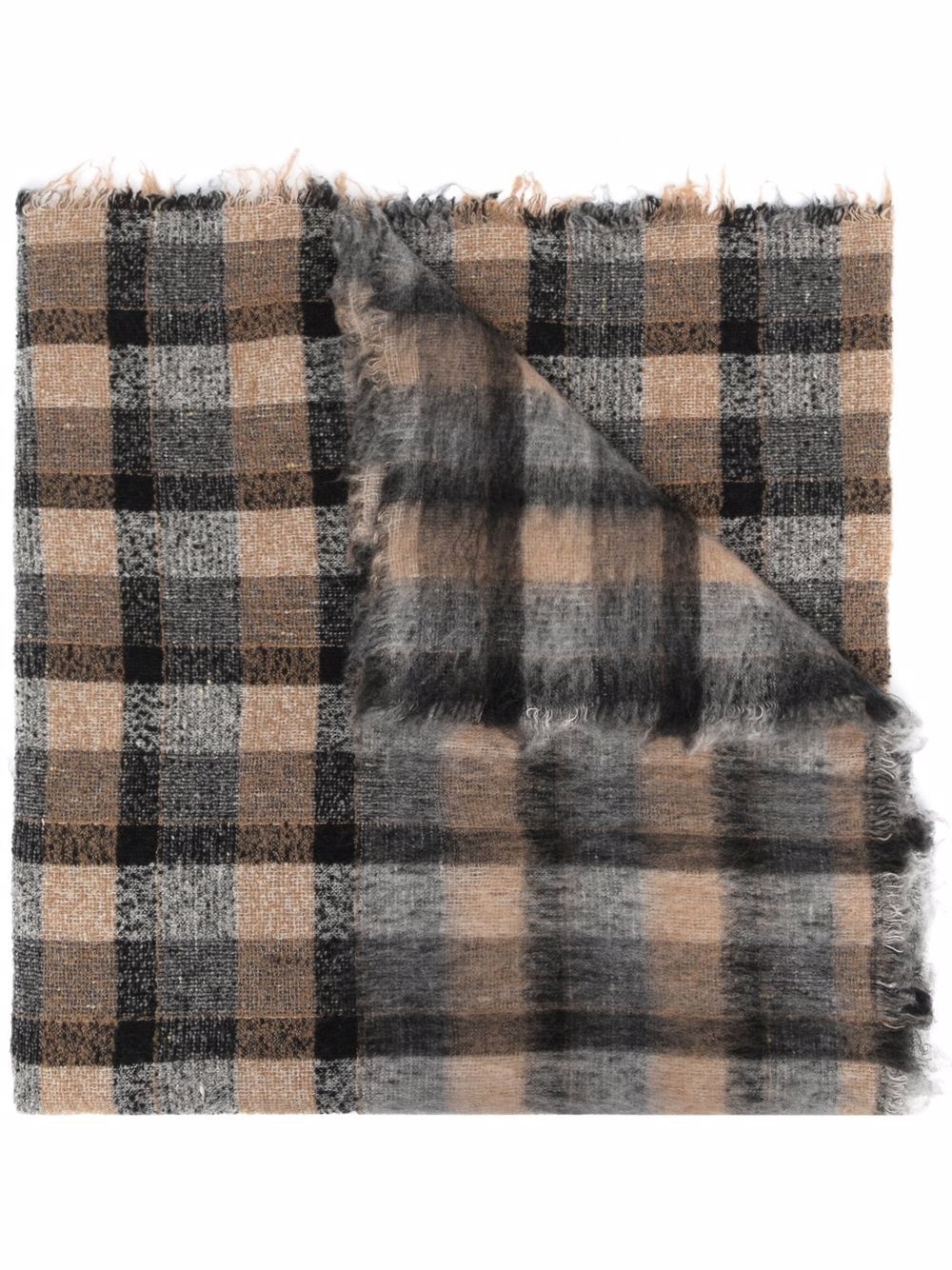 checked virgin wool-cashmere scarf - 1