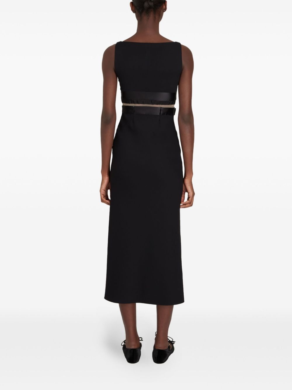 bow-detail crepe midi dress - 4