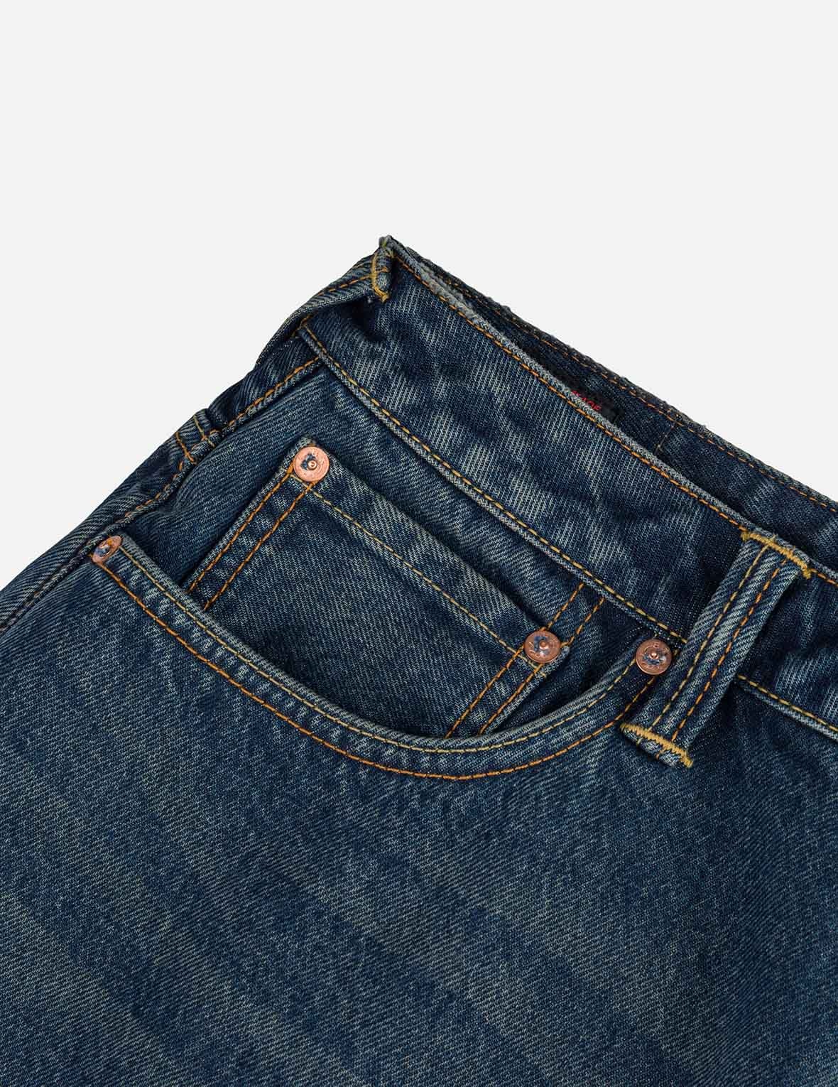 Seagull Embroidery Regular Fit Washed Denim Jorts - 5