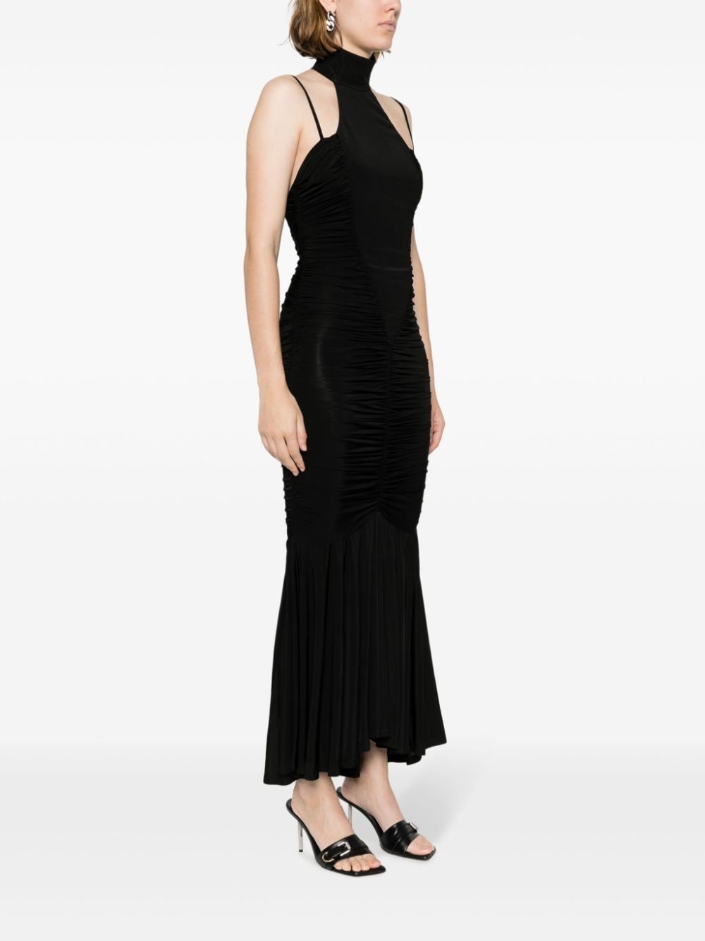 ruched halterneck maxi dress - 3