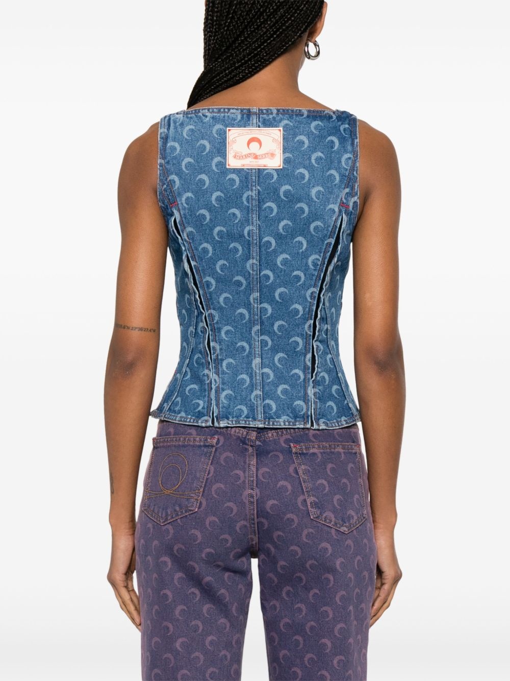 Moon laser denim bustier top - 4