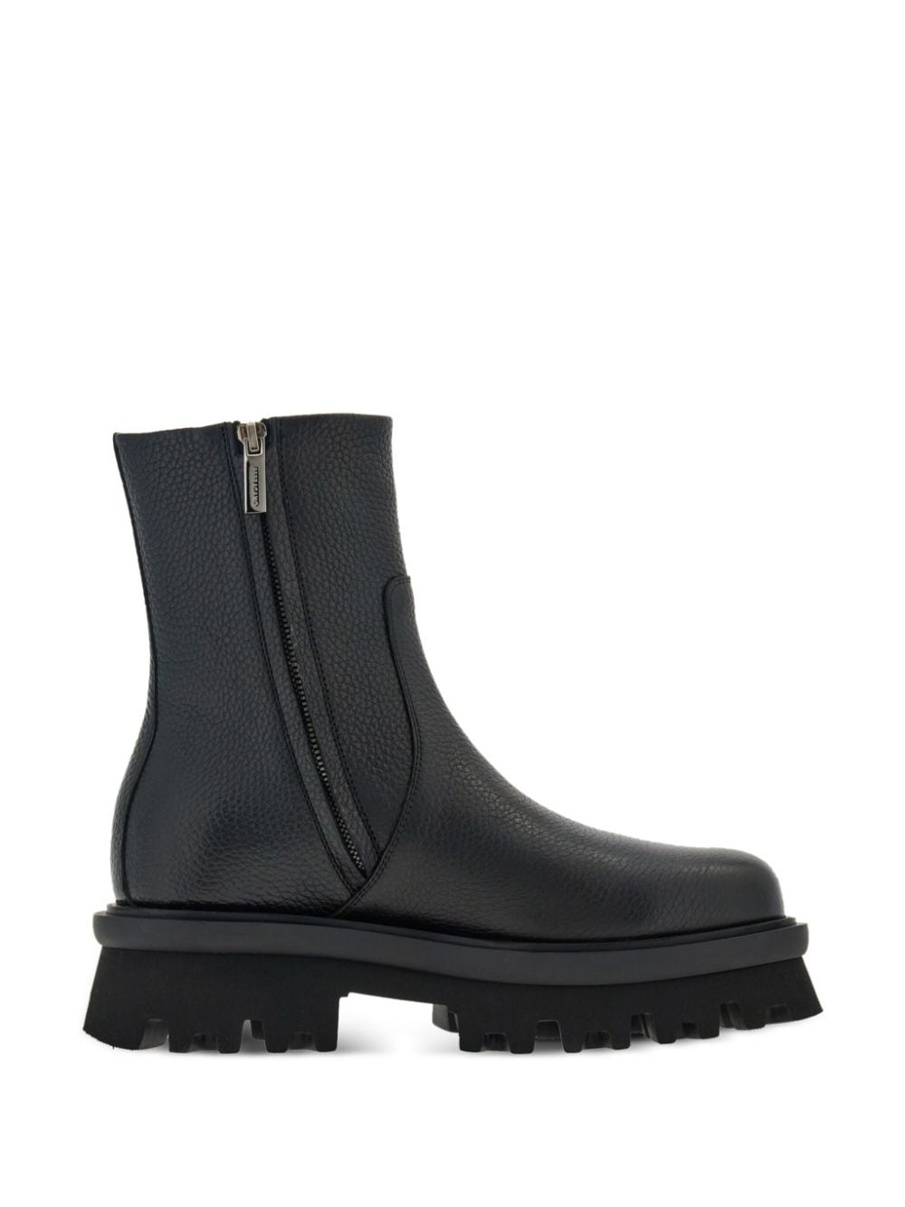 round-toe leather ankle boots - 5