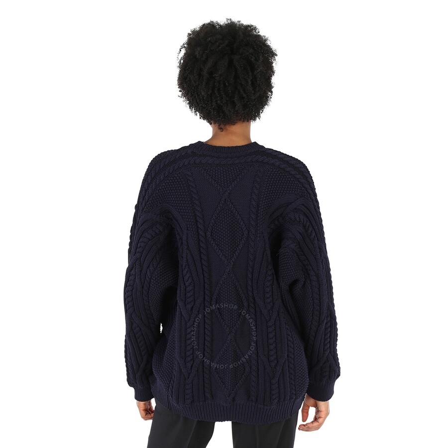 Burberry Ladies Ink Blue Cable Knit Open-Front Jumper - 5