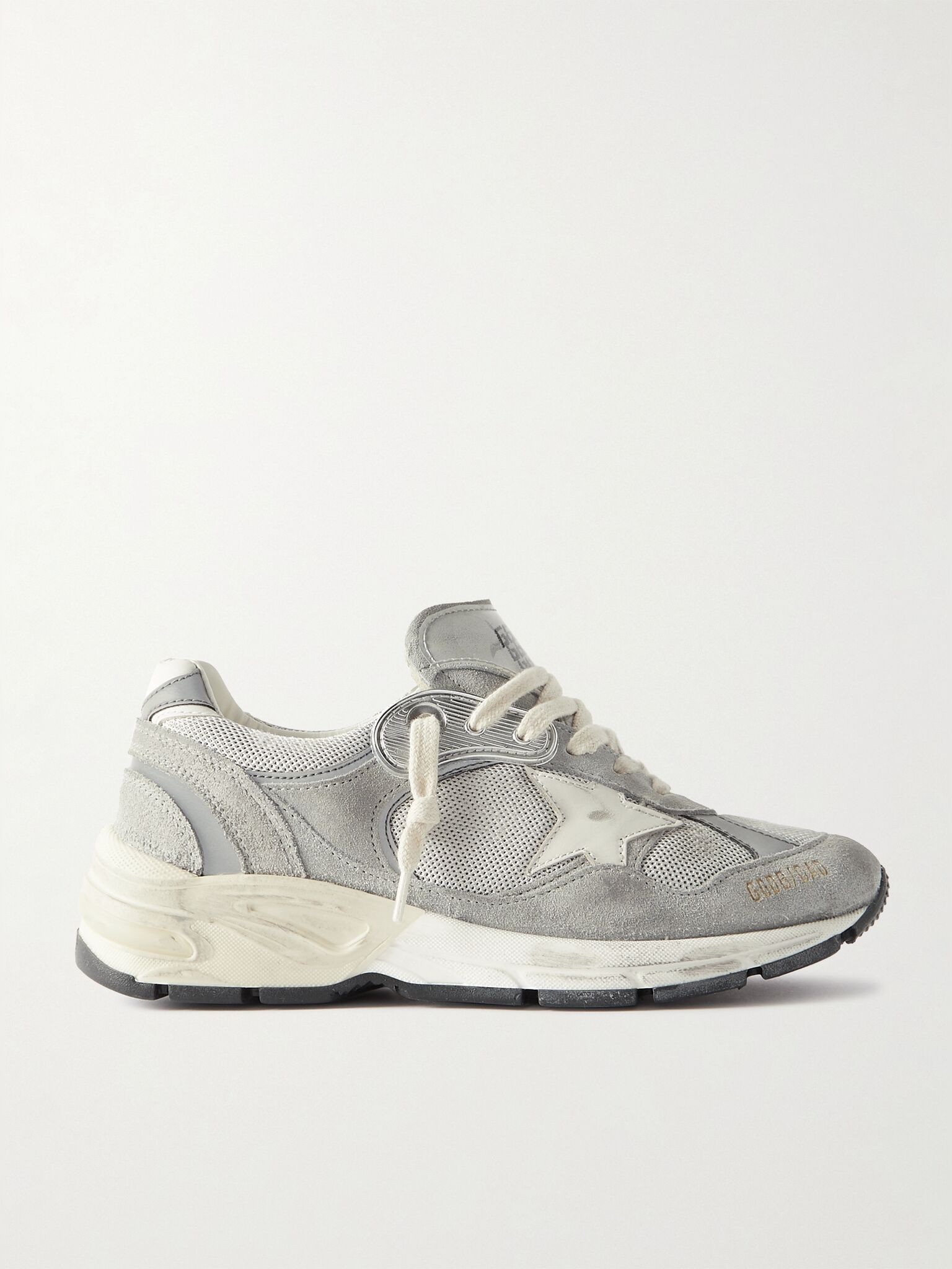Dad-Star distressed leather-trimmed mesh and suede sneakers Gray - 1