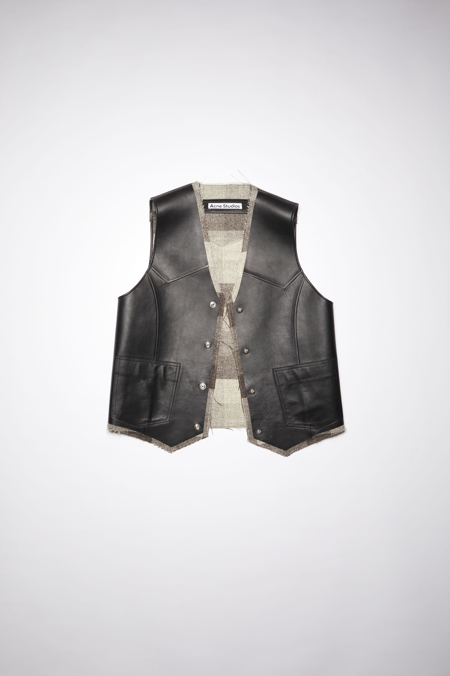 Leather vest - Black/brown - 1