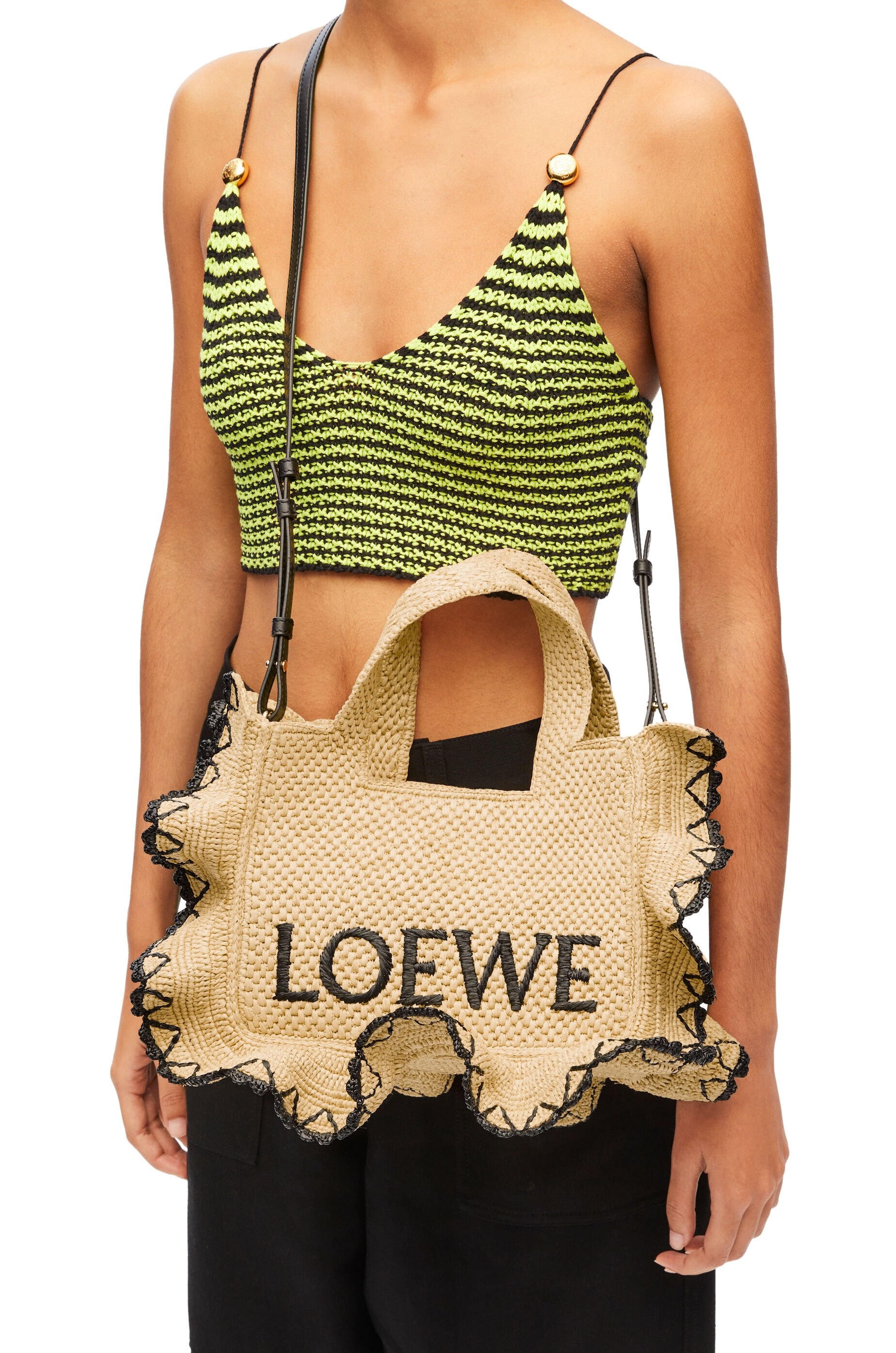 Small LOEWE Font tote in raffia - 2