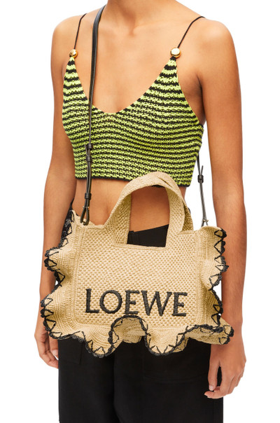 Loewe Small LOEWE Font tote in raffia outlook