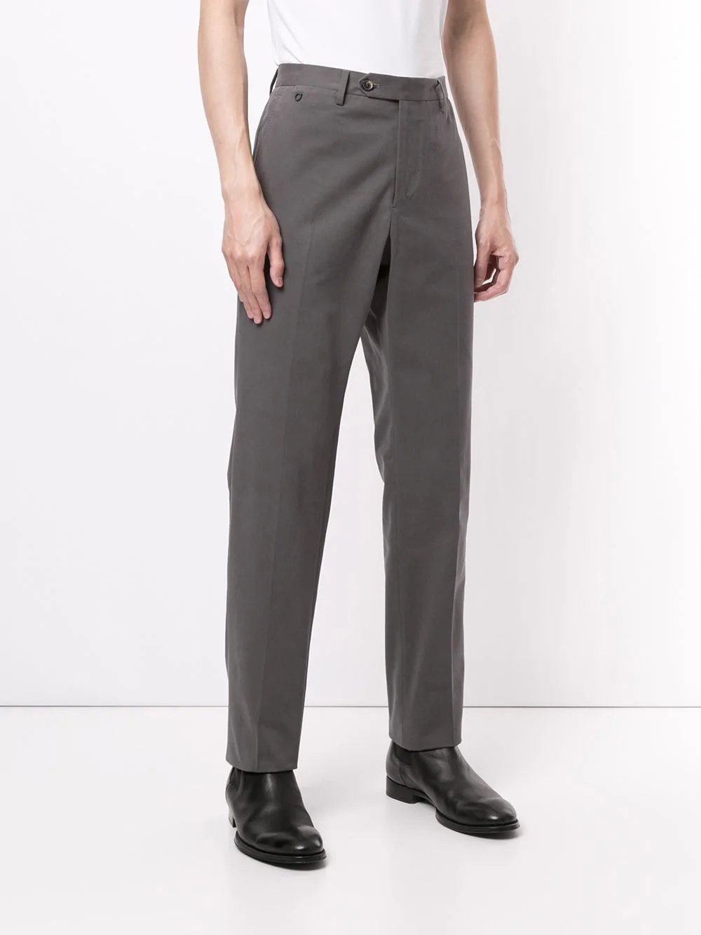 tapered fit cotton trousers - 3