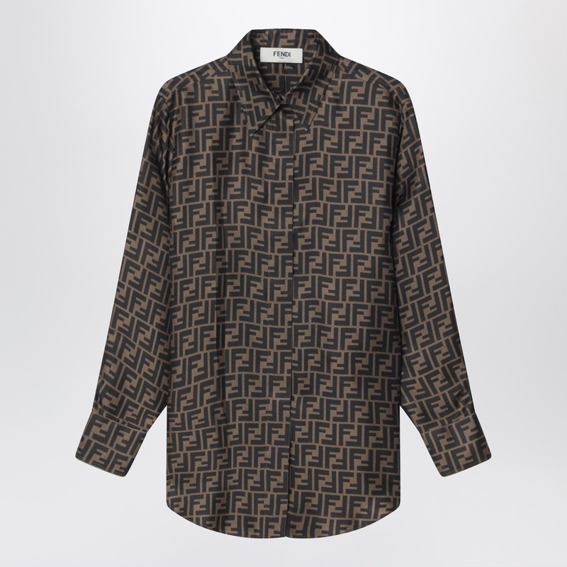 Fendi Brown Ff Silk Twill Shirt Women - 1