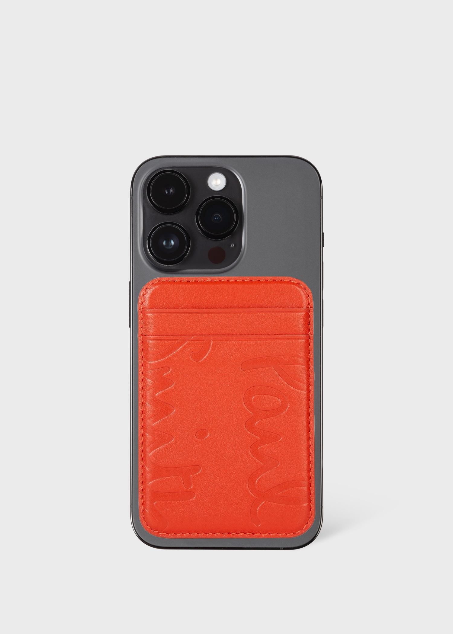 Paul Smith + Native Union Orange Leather Magsafe Magnetic iPhone Wallet - 3