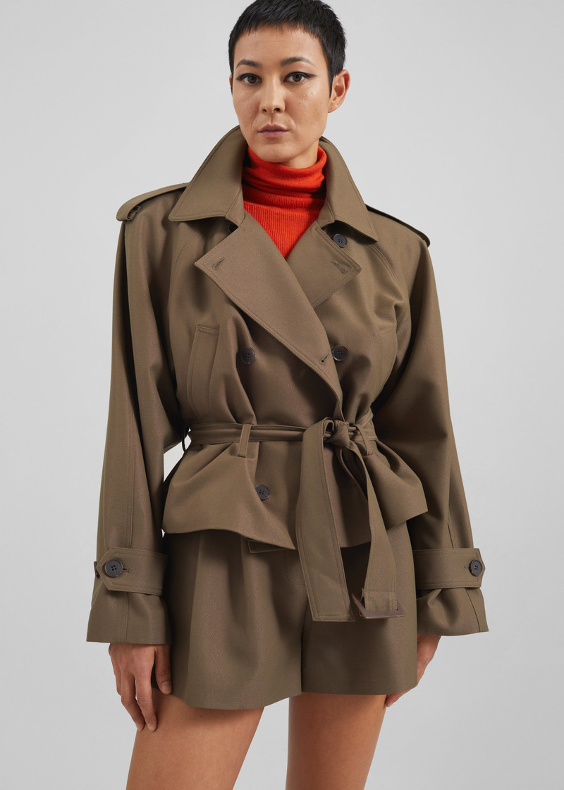 Kinsley Cropped Trench Jacket - Brown 5