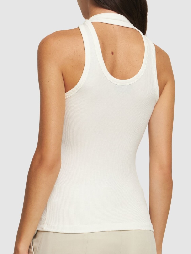 Ribbed stretch viscose tank top - 3