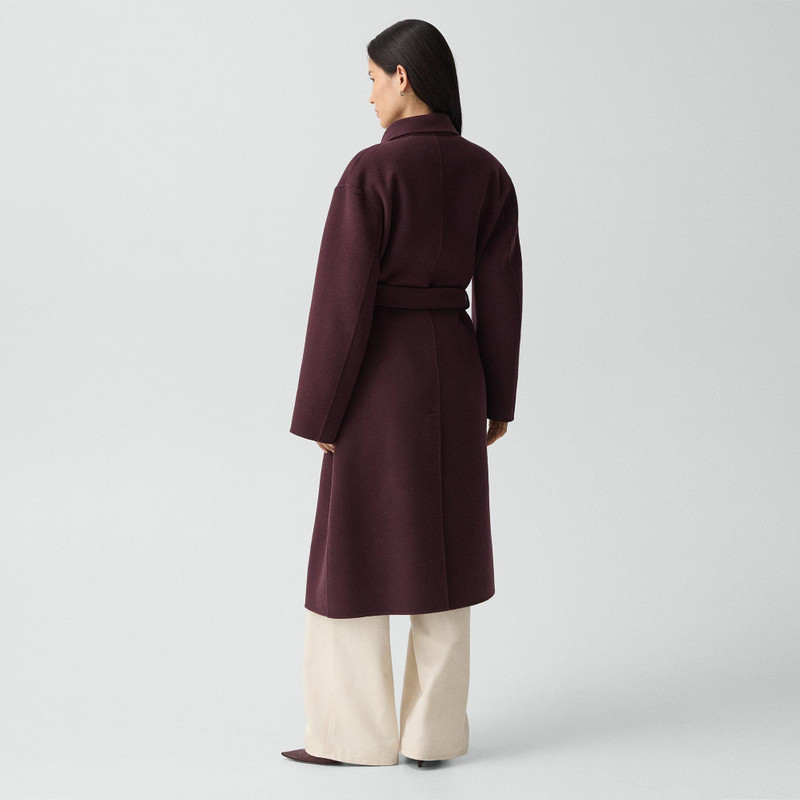 Theory Long Belted Trench Coat in Textured Wool-Cashmere outlook