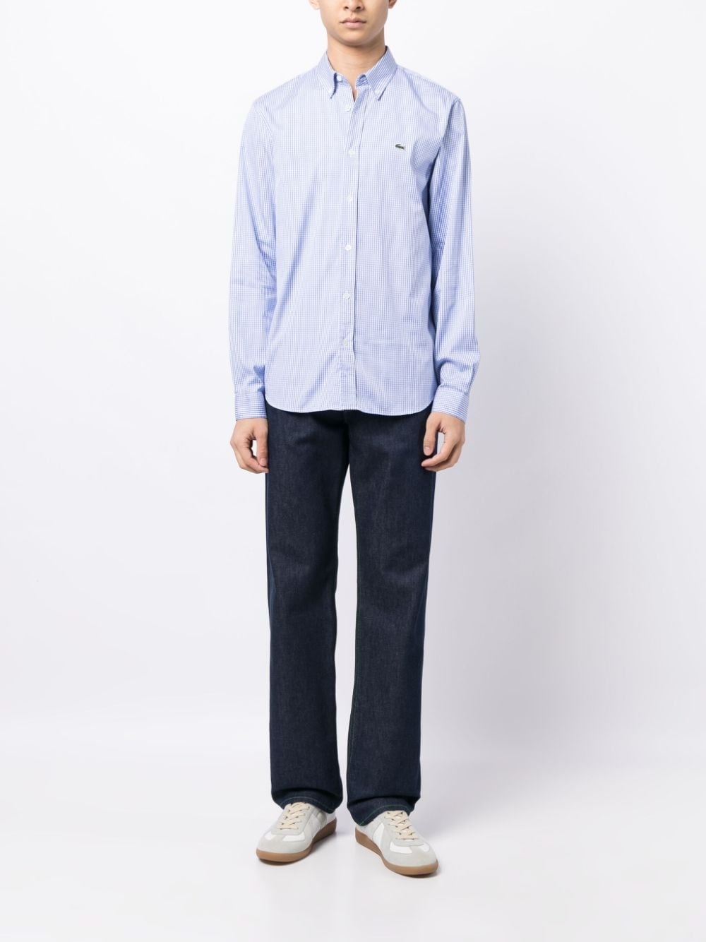 crocodile logo-patch plaid shirt - 2