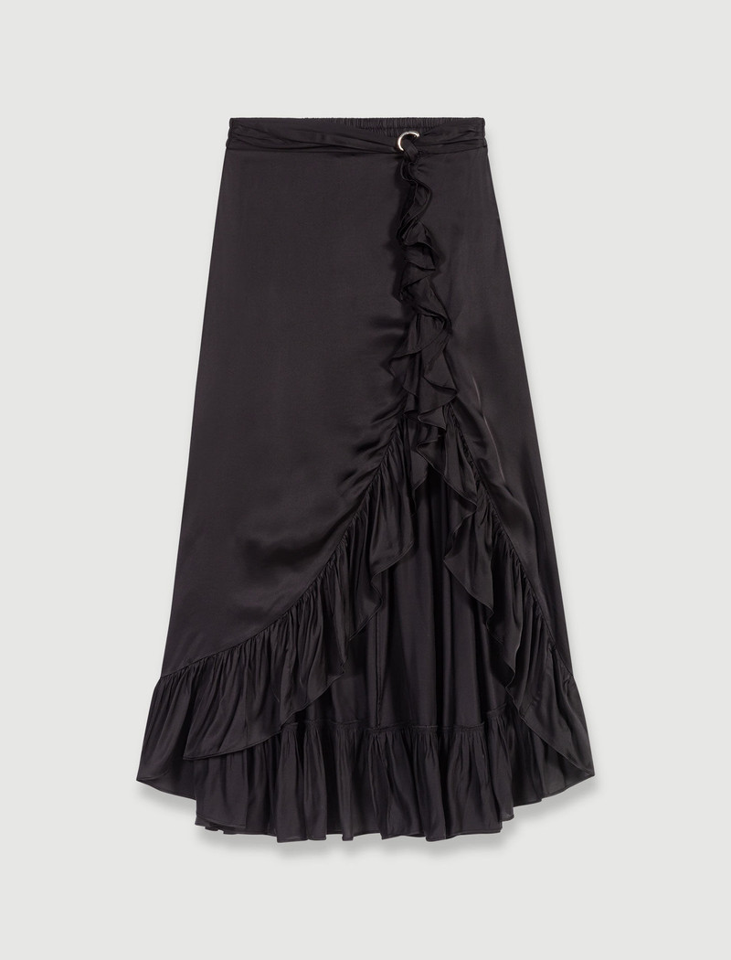 Long satin-effect ruffled skirt - 1
