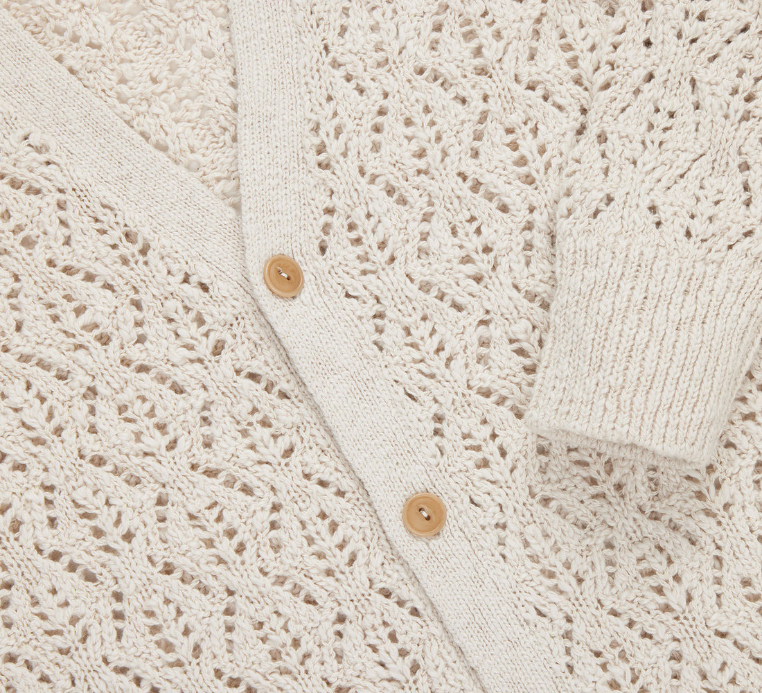 Classic Cardigan - Ecru Flamme Lace Knit - 4