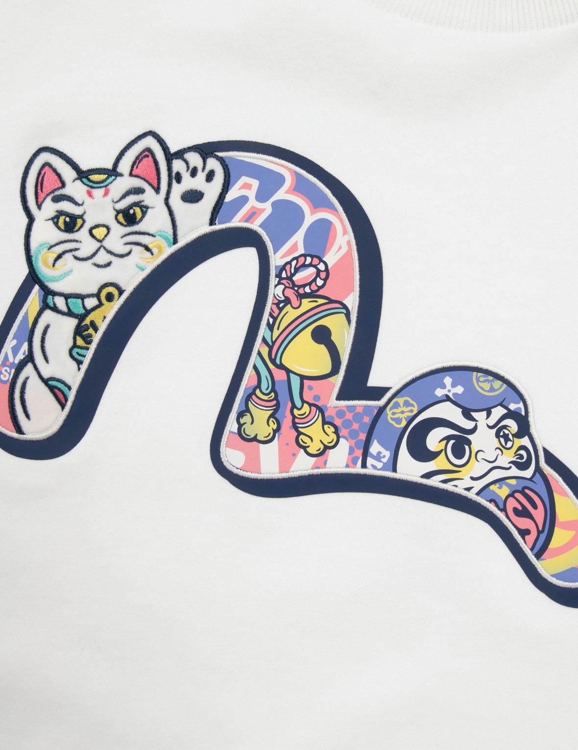 FORTUNE CAT APPLIQUÉ WITH DARUMA SEAGULL CROPPED SWEATSHIRT - 7