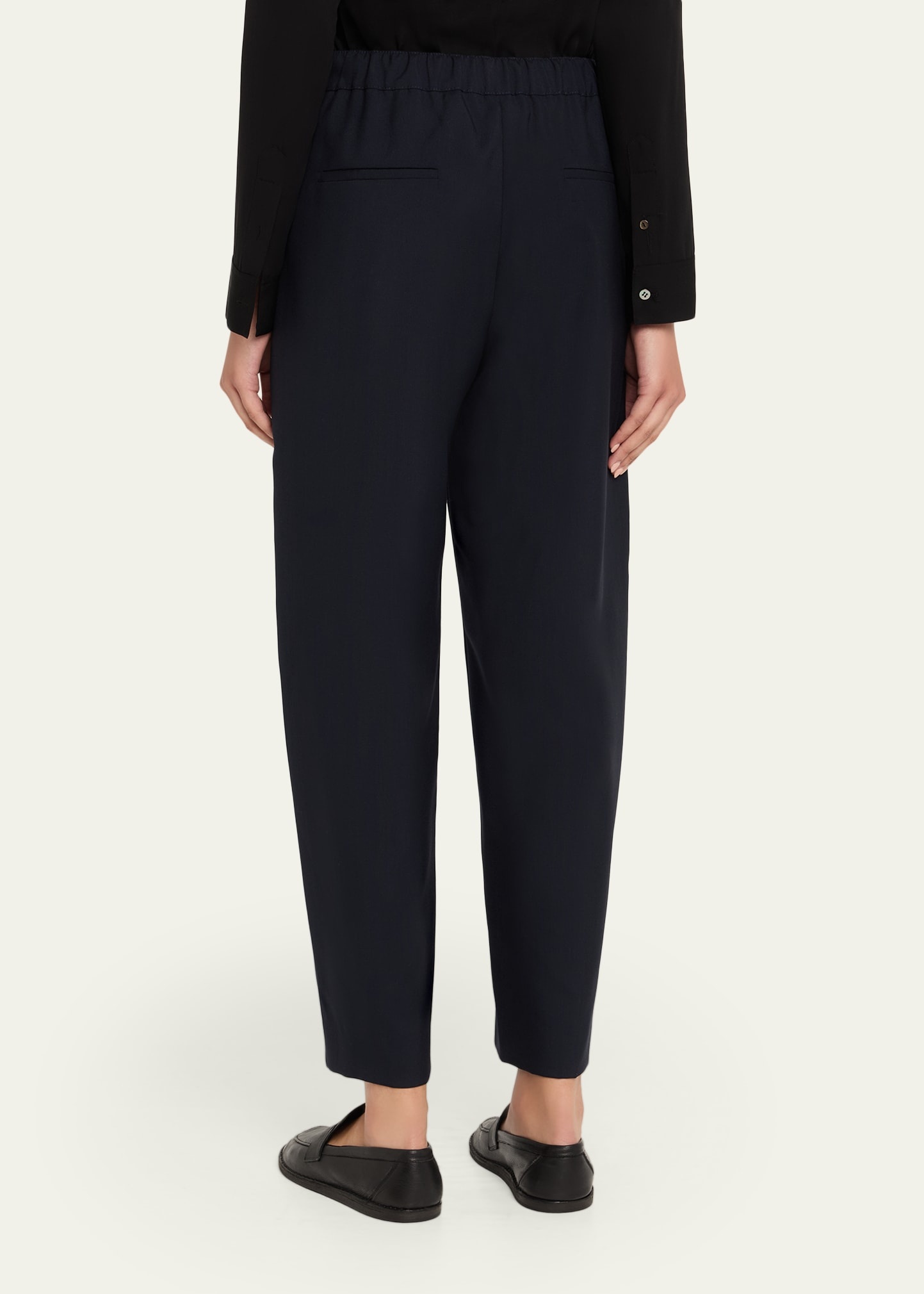 Elastic Waistband Straight-Leg Trousers - 3