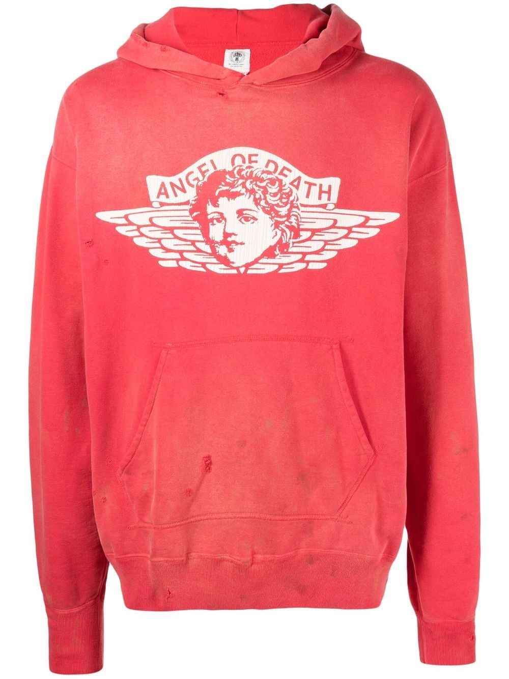 angel-print cotton hoodie - 1