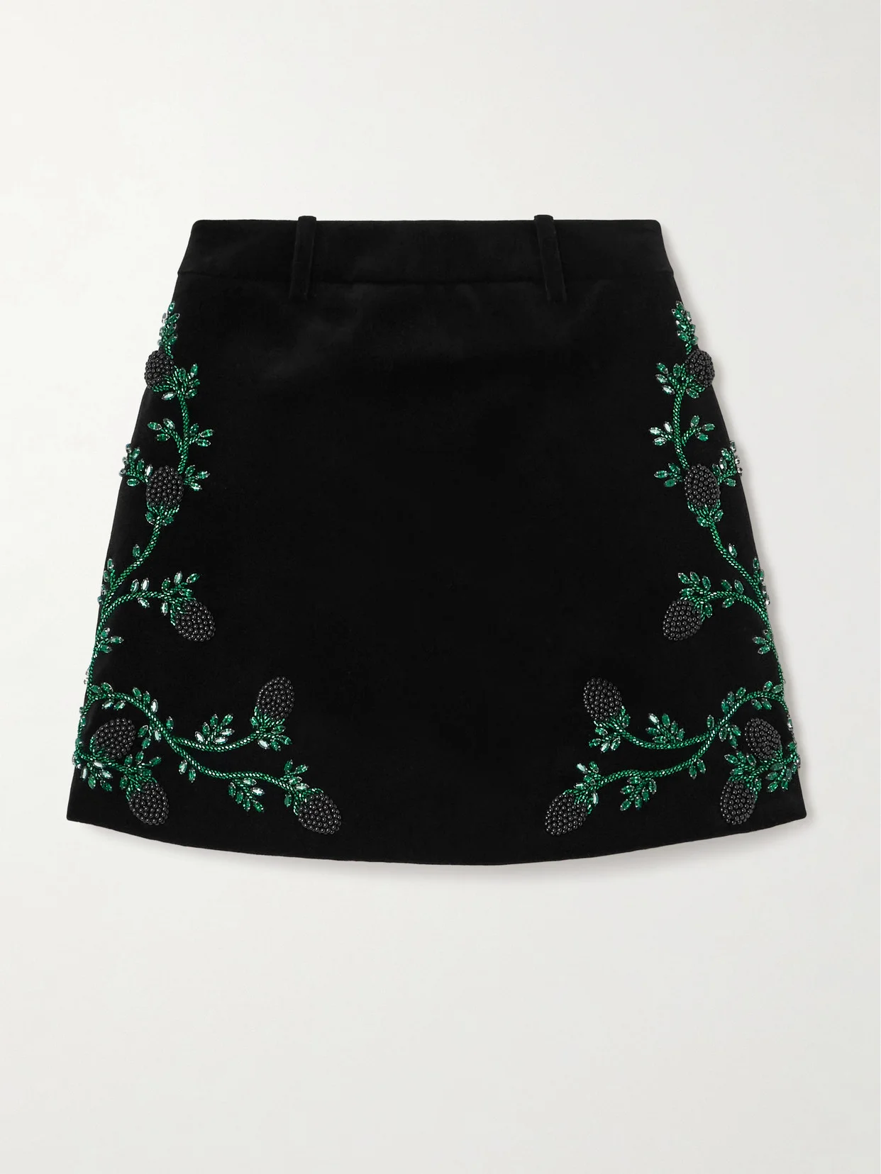 Embellished Cotton-velvet Mini Skirt - 1