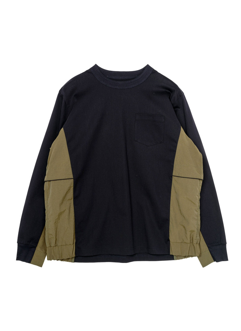 Taslan Nylon x Cotton Jersey L/S T-Shirt 1