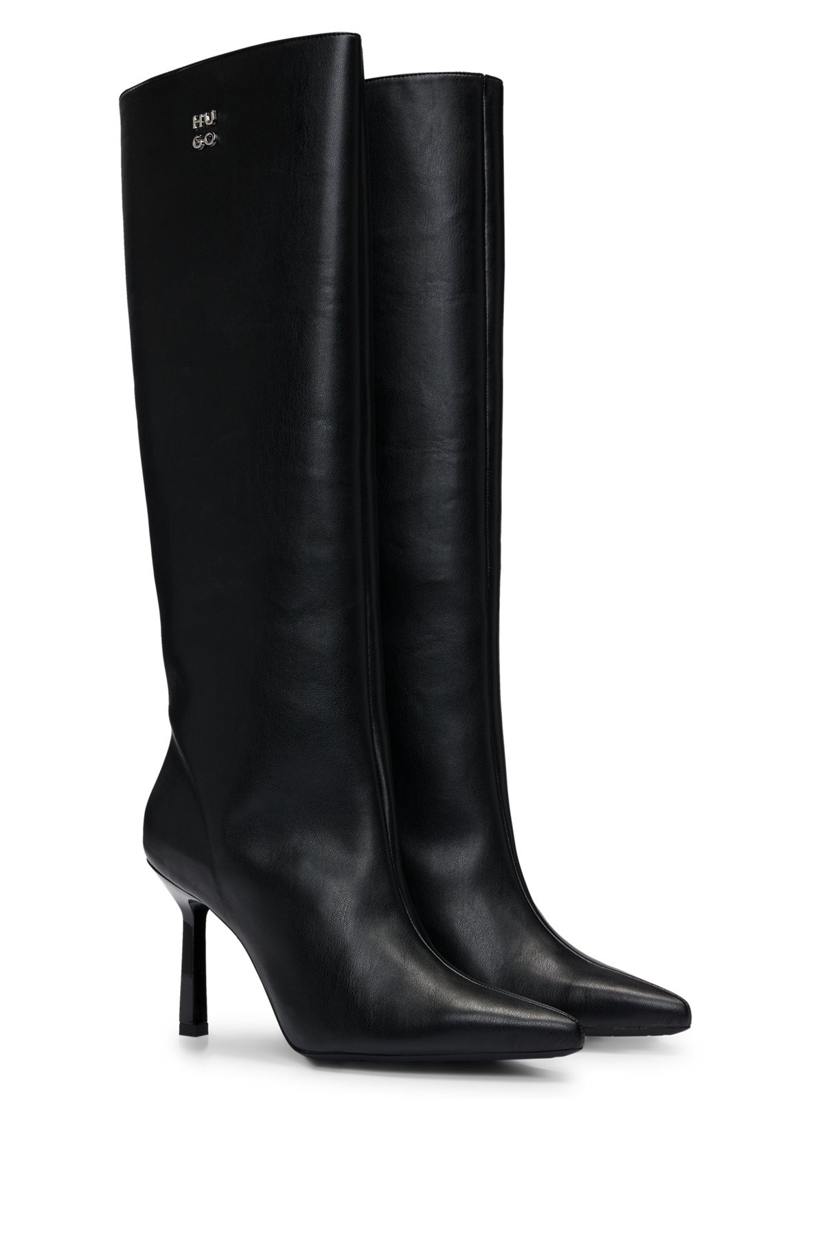 KNEE-HIGH BOOTS IN NAPPA LEATHER WITH STACKED LOGO - 2