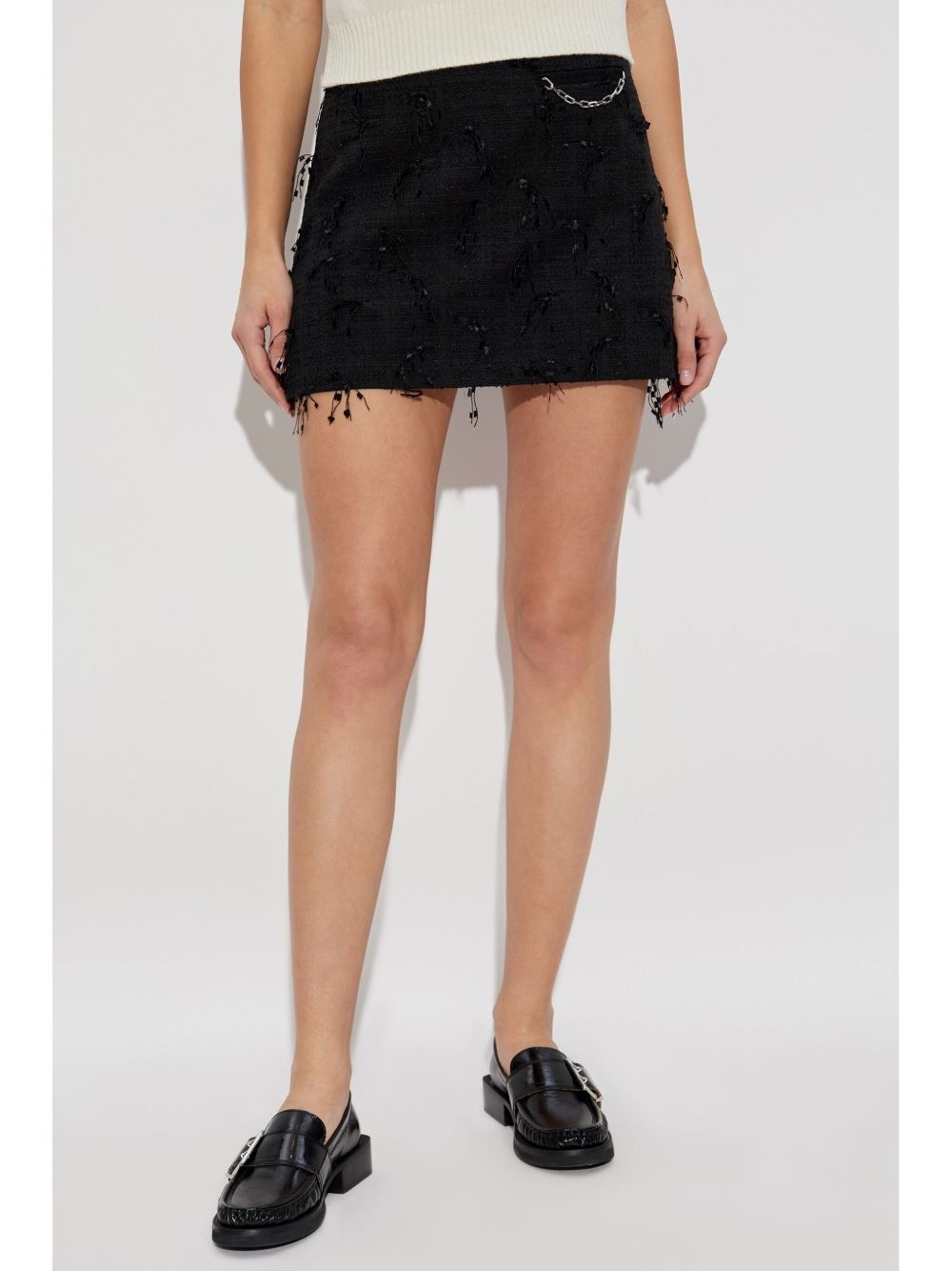 fringed tweed mini skirt - 3