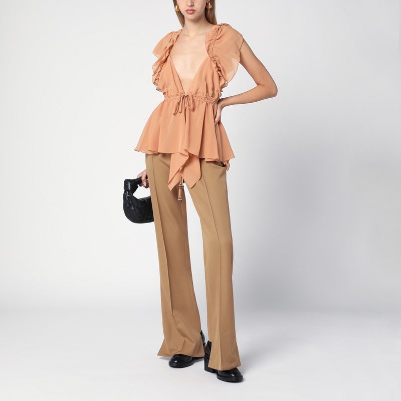 【関税&送料込】Chloe Beige Asymmetrical Wool Trousers Chloé Beige asymmetrical wool trousers | TheDoubleF
