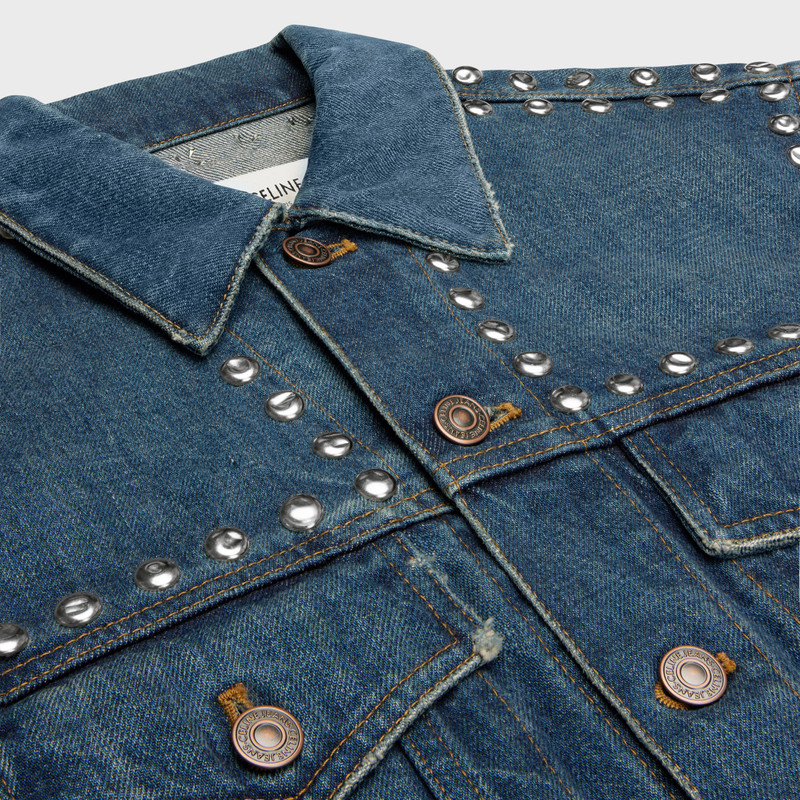 70's trucker jacket in dark union wash denim 3