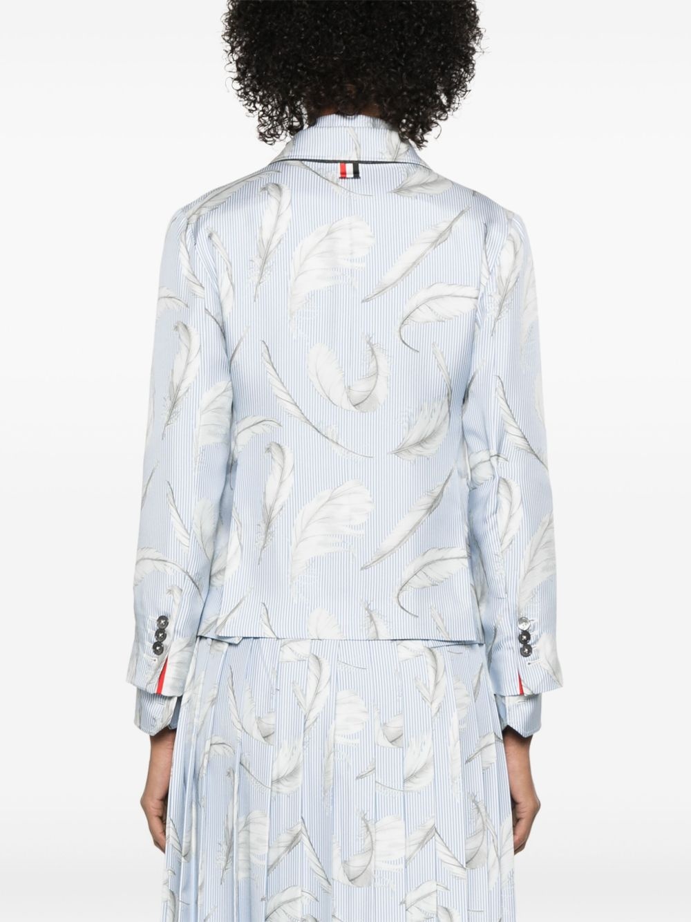 feather-print silk blazer - 4