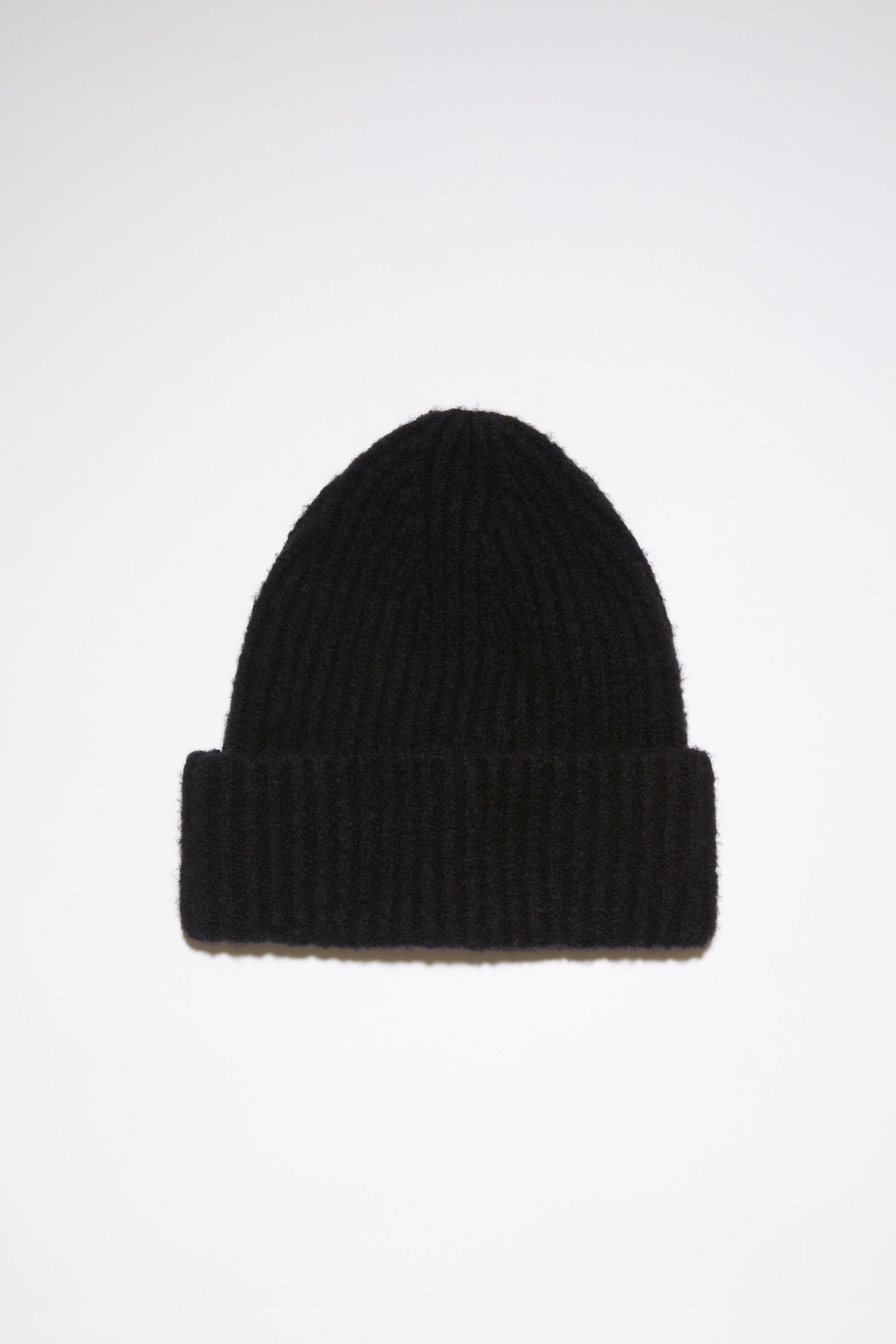 Ribbed beanie hat - Black - 1
