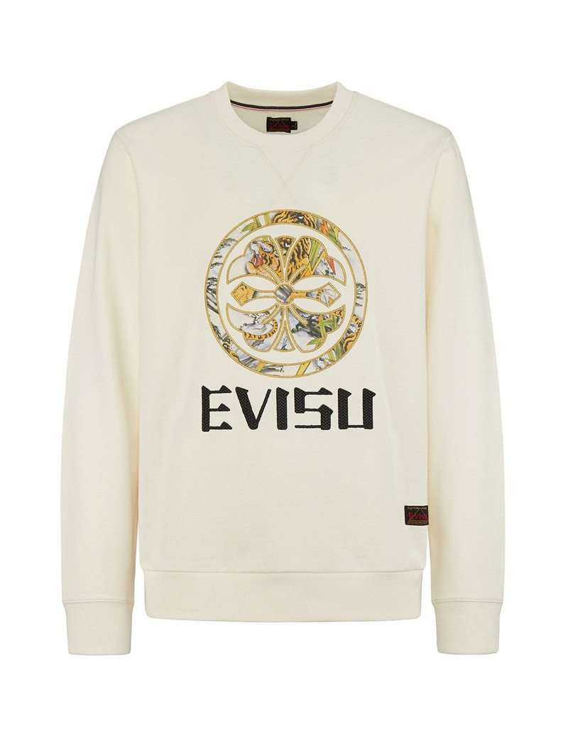 Sweatshirt with Allover Tiger Ink Wash Painting Kamon and Daicock Print 9