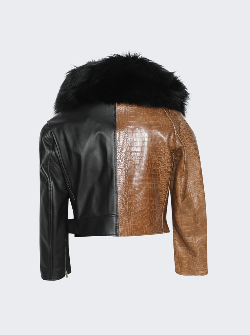 Marni Two Tone Leather Jacket Black outlook