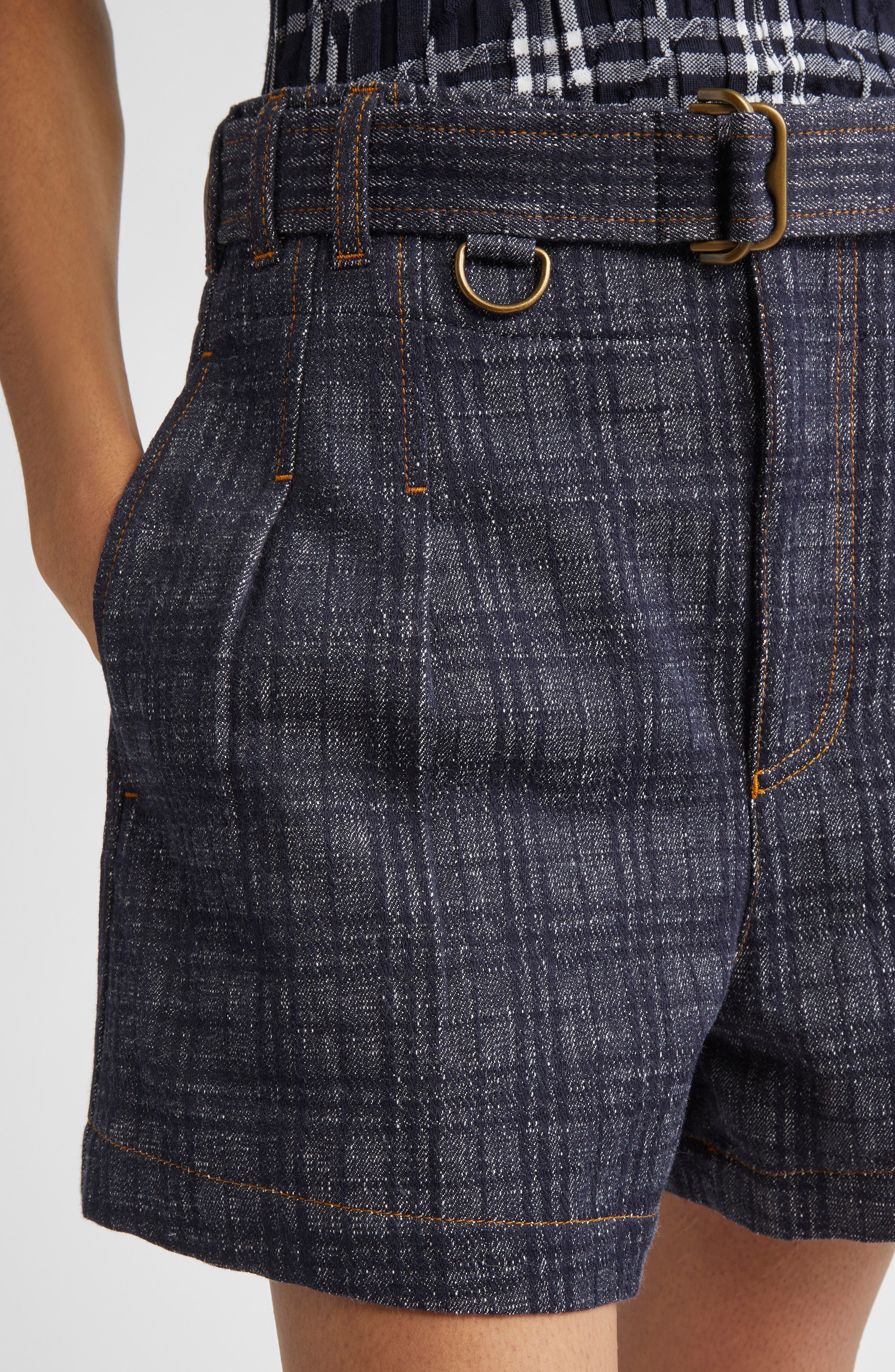 burberry Check Denim Belted Shorts in Indigo Ip Check at Nordstrom - 5