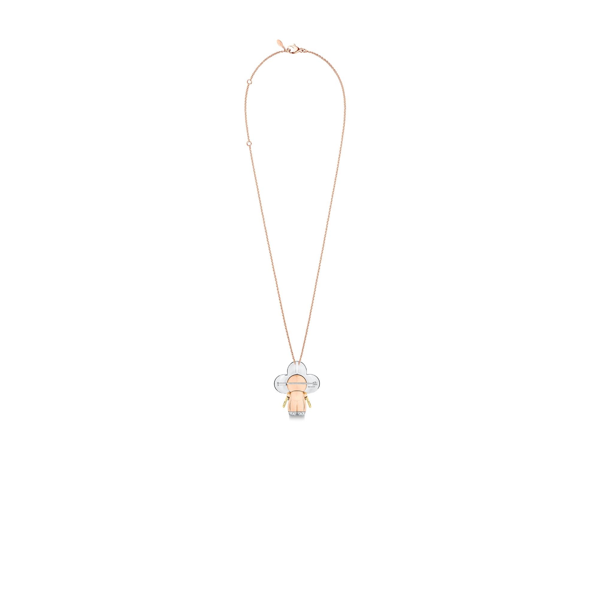 Vivienne large pendant, 3 golds & diamonds pavage - 4